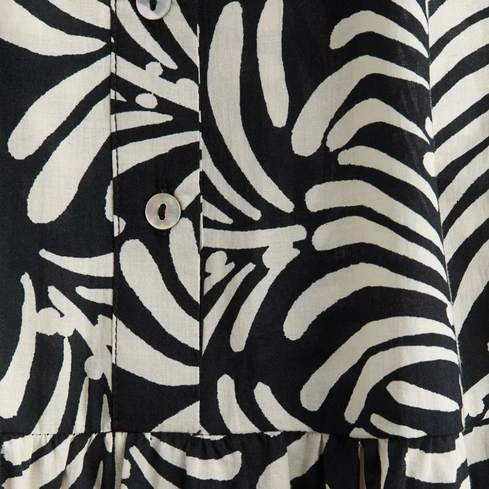 Black and White Tiered Midi Dress - Picture 3 of 4